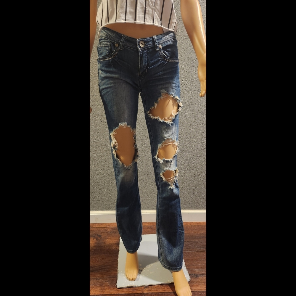 Machine Distressed Jeans - Picture 3 of 16